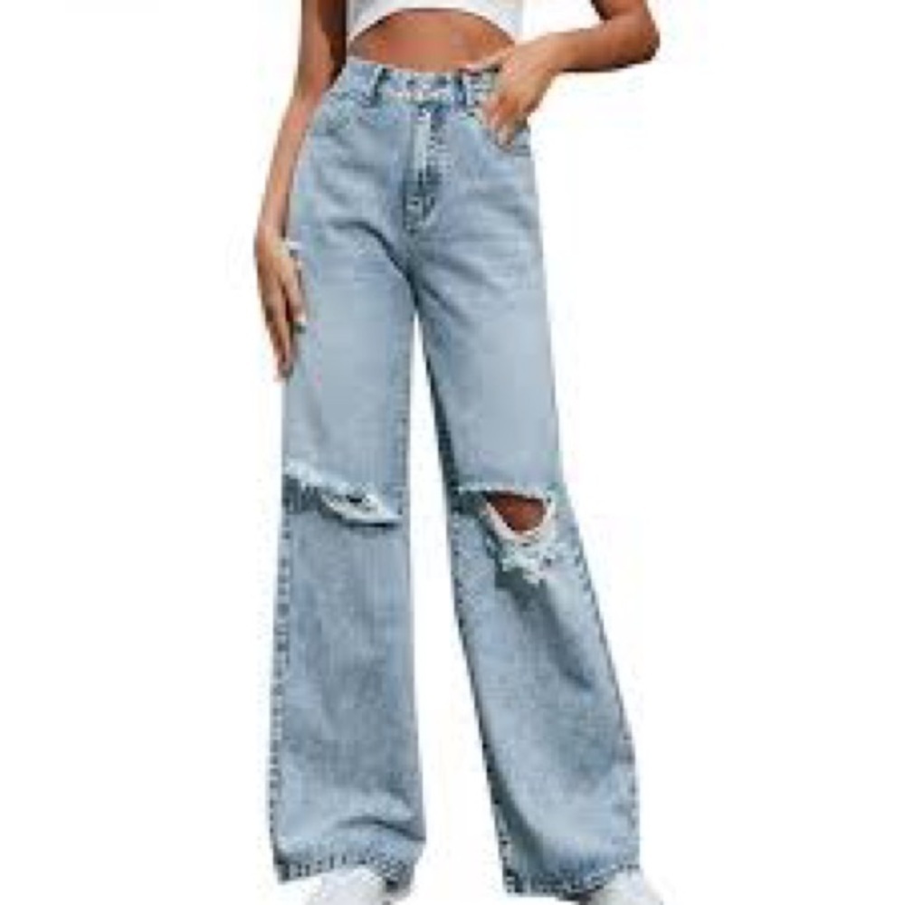Free People We the Free high waist wide leg jeans size 29 distressed